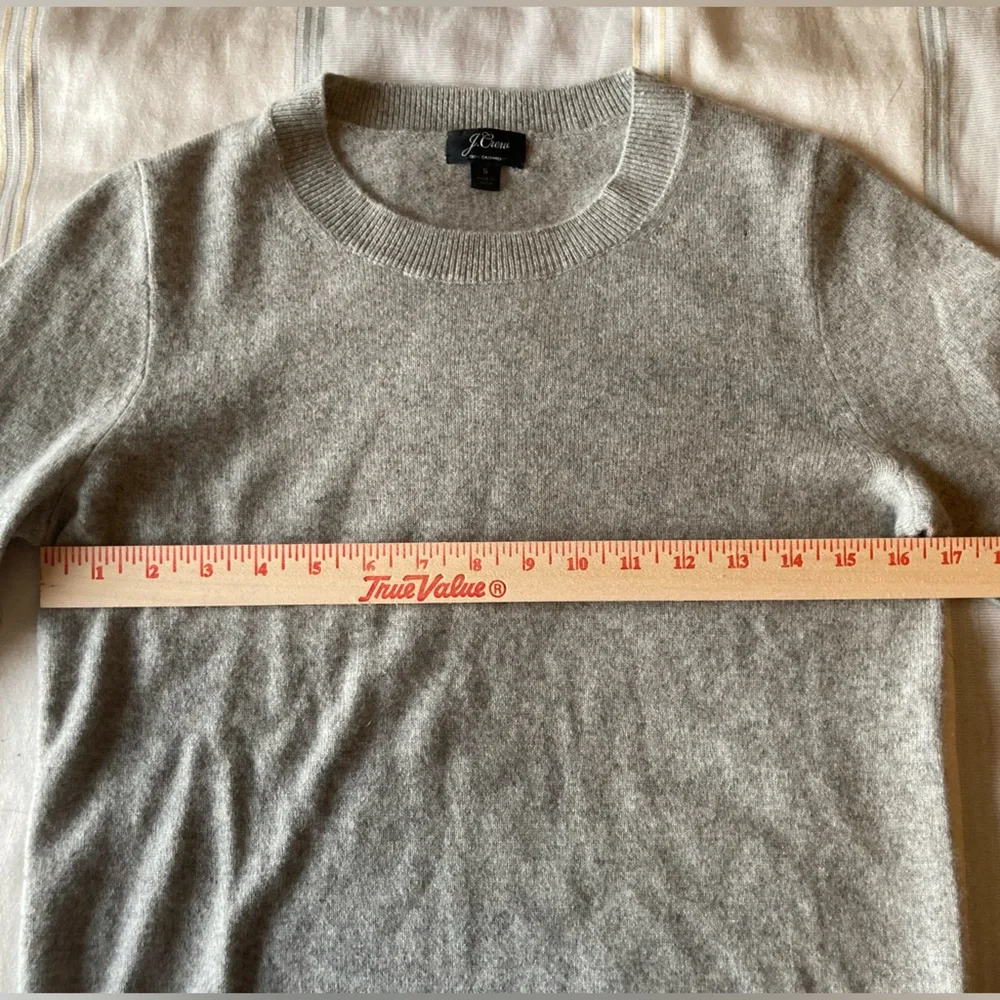J. Crew Light Gray Crewneck Cashmerr Sweater, Size Small - Picture 3 of 5